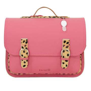 Lederen schooltas met gespen - Leo Antique Pink